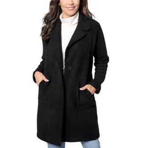 NEW Barefoot Dreams CozyChic Black Teddy Coat L